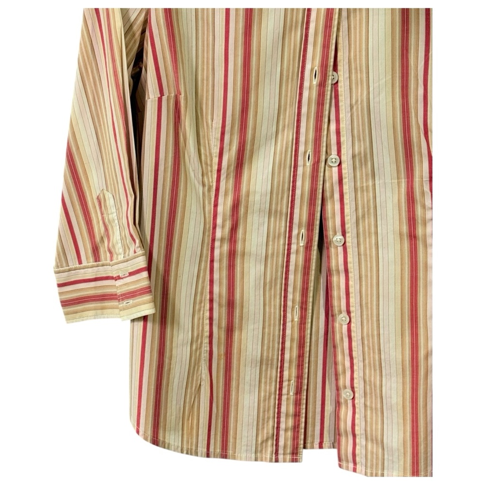 Gap Stretch Women's Button Down Vintage Beige Red… - image 4